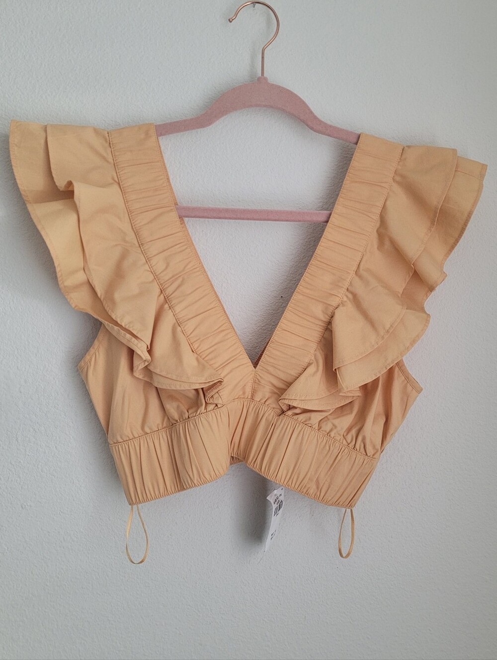 Abercrombie & Fitch Drama Ruffle Sleeve Poplin Crop Top Orange NWT S Cottagecore